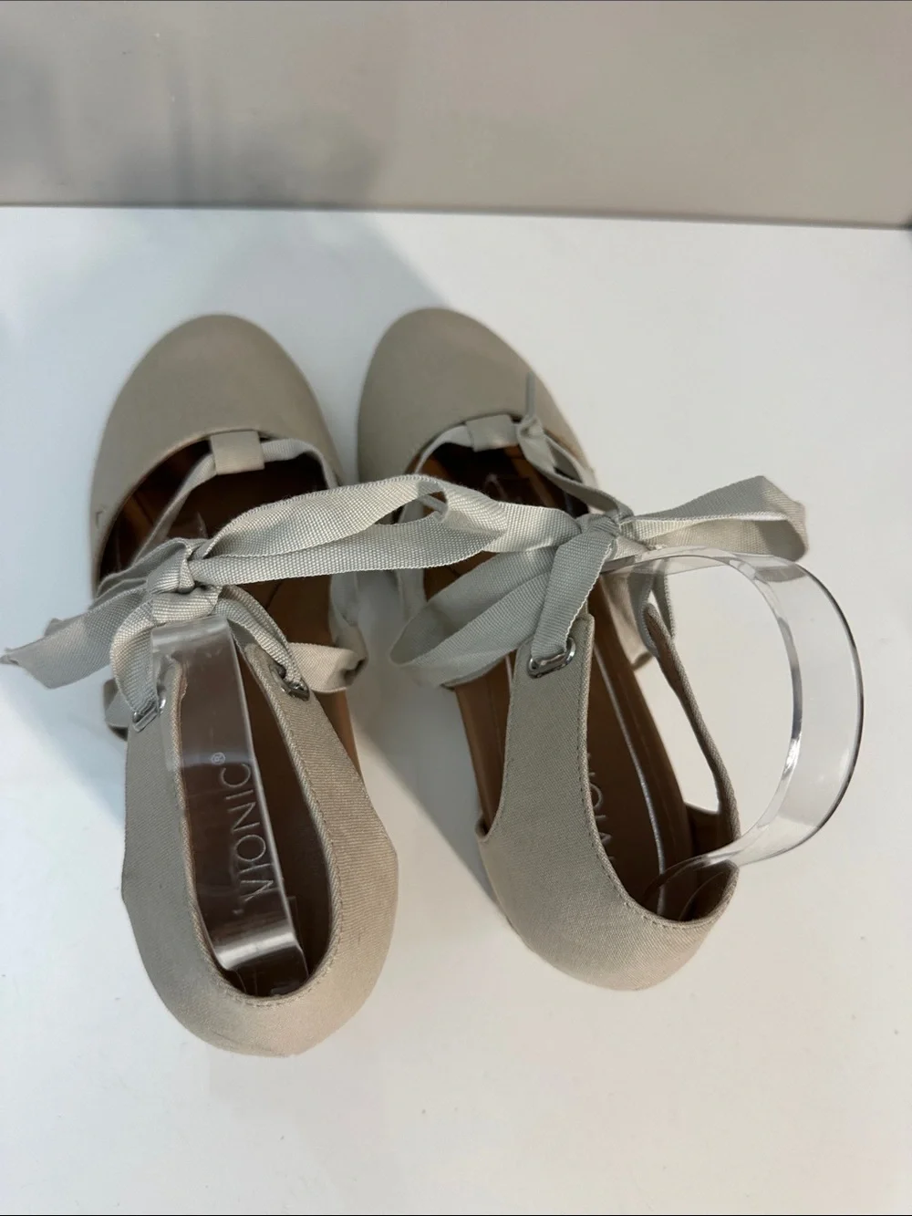 Vionic Kaitlyn Tie Front Espadrille Wedges Oat Size 9.5